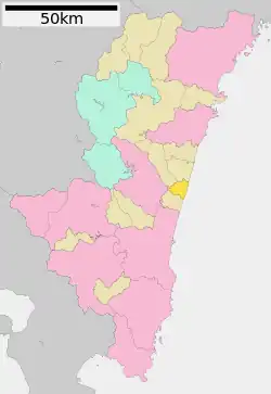 Location of Takanabe in Miyazaki Prefecture