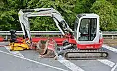 A Takeuchi compact excavator in Angoulême, France