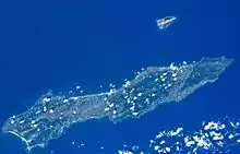 A satellite picture of Tanegashima Island