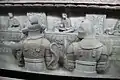 Tang tomb guardians wearing mountain pattern armour, from the tomb of Wang Jian (c. 900 AD)