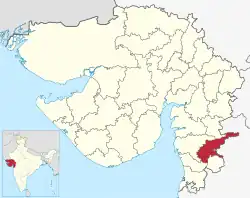 Location of district in Gujarat