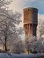 A water tower in the station from 1950s