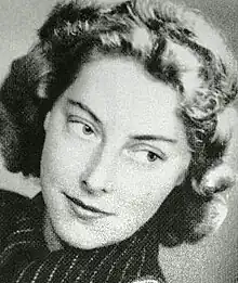 Glamour photograph of a young woman, aged about 20 years, with 1930s–1940s hairstyle