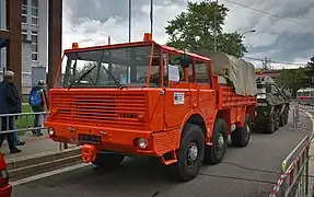 Unusual two forward and one rear axle configuration of the Czech Tatra 813