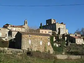 The church and surrounding buildings in Tauriers