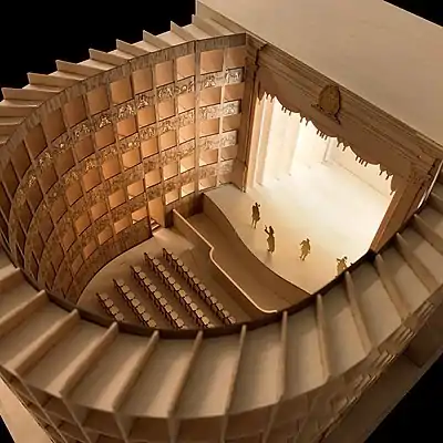 Teatro San Cassiano (1637): historically informed reimagination, wooden model