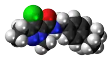 Space-filling model of the tebufenpyrad molecule