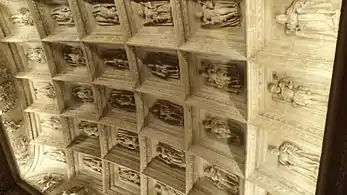 Roof of the lower chapter house, which shows the monarchs of the Hispanic kingdoms up to Carlos V.