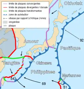 Image 83Tectonic map of Japan (French) (from Geography of Japan)