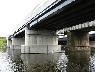 The rail bridge over the River Tees in Stockton-on-Tees.