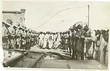 Tekur Subramanyam bringing Urn containing ashes of Gandhi ji from Delhi in 1948