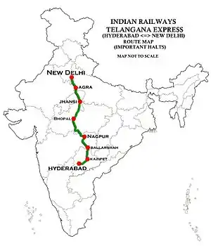 Telangana Express Route Map