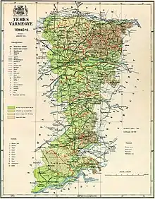 Map of Temes county in the Kingdom of Hungary