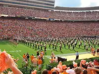 View from the East Stands of the Pride of the Southland Marching Band's famous pregame show