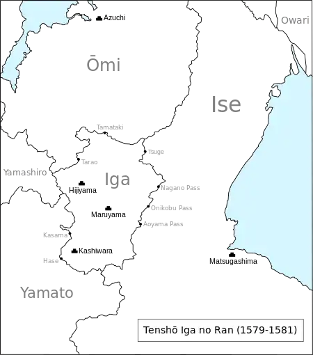 Map of late 16th-century Iga Province during the Tenshō Iga War