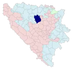 Location of Teslić within Bosnia and Herzegovina