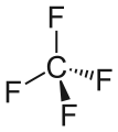 Skeletal structure of tetrafluoromethane.