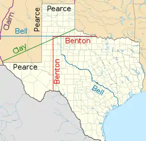 Image 46Proposals for Texas northwestern boundary (from History of New Mexico)