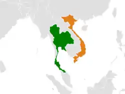 Map indicating locations of Thailand and Vietnam