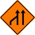 End of left lane (form 2 lanes)