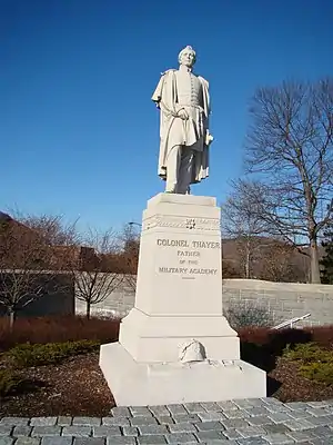 Thayer statue at northwest corner of the Plain