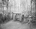 The same gun being towed away by a MK IV tank.