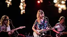 The Big Moon performing at the The Echo in Los Angeles in 2016. From left to right: Soph Nathan, Juliette Jackson, Celia Archer.