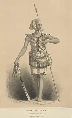 Image 31A 19th-century illustration of an Iranun pirate (from Piracy)