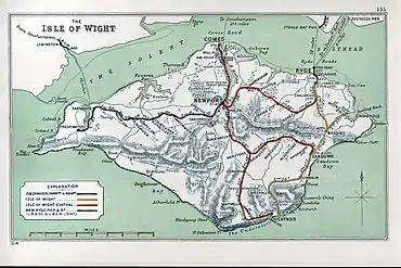 A 1914 Railway Clearing House map of lines on the Isle of Wight