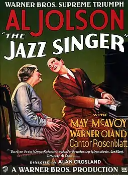 Image 44The Jazz Singer (1927), was the first full-length film with synchronized sound. (from History of film technology)