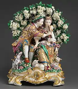 The Music Lesson; by the Chelsea Porcelain Factory; c.1765; soft-paste porcelain; 39.1 × 31.1 × 22.2 cm; Metropolitan Museum of Art