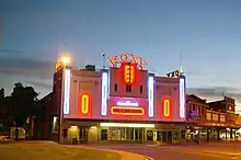 The Roxy Community Theatre at dusk