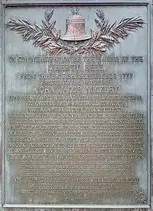 The Saving of the Liberty Bell Plaque commemorating John Jacob Mickley and Frederick Leaser