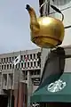 The Steaming Tea Kettle in 2016, with Boston City Hall in the background