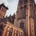 Side view of The Washington National Cathedral, with earthquake construction