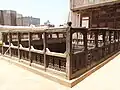 Wooden railings on a rooftop