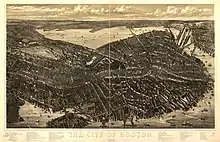 Image 9An 1877 panoramic map of Boston (from Boston)