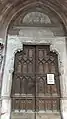 The entrance door to the St. John's Chapel in Nonnberg Abbey which is open to the public