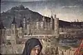 The Louvre seen from the south, pictured in the Pietà of Saint-Germain-des-Prés, late 15th century