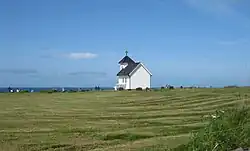 View of the old village church and graveyard