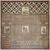 The Theseus Mosaic; 300-400 AD; marble and limestone pebbles; 4.1 x 4.2 m; Kunsthistorisches Museum (Vienna, Austria)