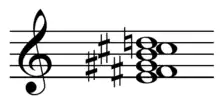 A thirteenth chord "collapsed" into one octave results in a dissonant, seemingly secundal tone cluster. Playⓘ