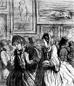 Honoré Daumier, Bourgeoises scandalized by the Salon's Venuses, 1864