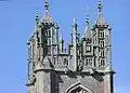 Intricate stonework at the top of St Mary's Church tower