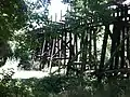 Trestle bridge seen from south bank of Los Gatos Creek near Lonus Street.