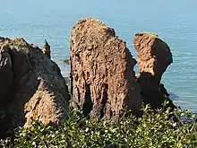 The "Three Sisters" sea stacks at Eatonville