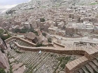 The mountain steps to the fortification