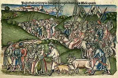 Chronica Hungarorum, Thuróczy chronicle, First Mongol invasion of Hungary 1241-1242, Tatars, Mongols, medieval, Hungarian chronicle, book, illustration, history