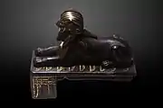 The Bronze Sphinx of Thutmose III, depicting a sphinx reclining over the Nine Bows