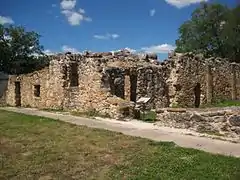 Tierra Sagrada "Sacred Earth" at the site of an unfinished church from 1780, where indigenous people who built the mission were buried.